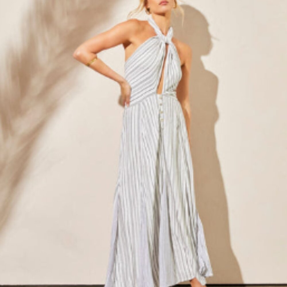 NWT Jovienne Love Stich Women's Dress Criss Cross Straps Striped Size Large - Picture 3 of 10
